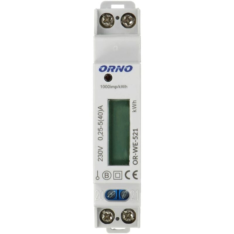 foto del prodotto we 521 lcd contatore energia elettrica 1 fase display consumo energetico con certificato mid e uscita ad impulsi retroilluminato orno