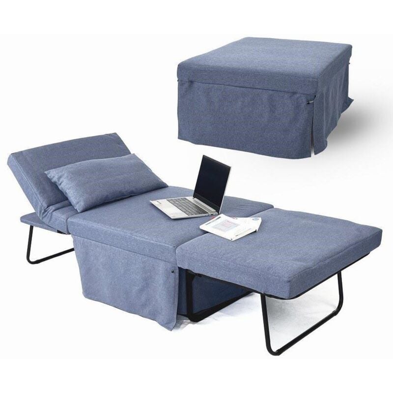 foto del prodotto we home brandina letto pouf richiudibile in tessuto blu jeans bibi