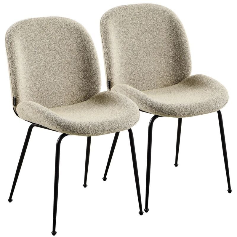 foto del prodotto we home - coppia di sedie eleganti in tessuto bouclè beige con struttura nera - shell