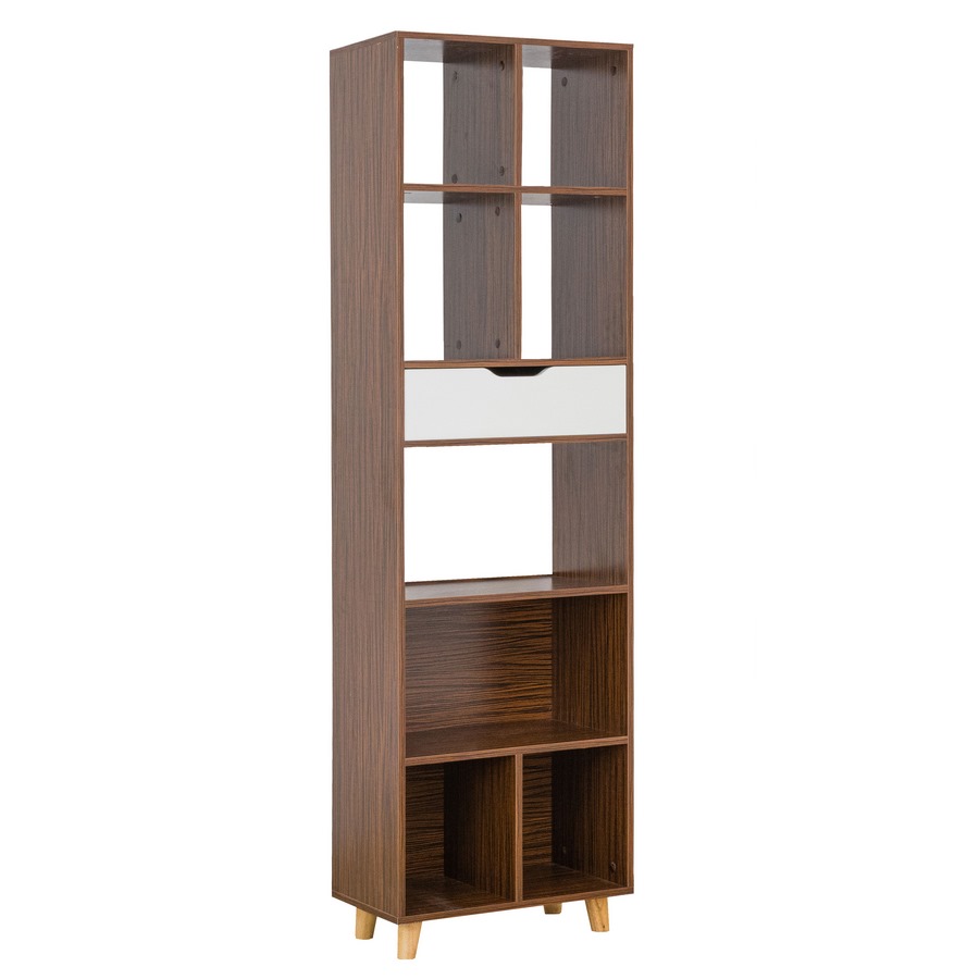 foto del prodotto we home mobile libreria in legno con cassetto rovere e bianco