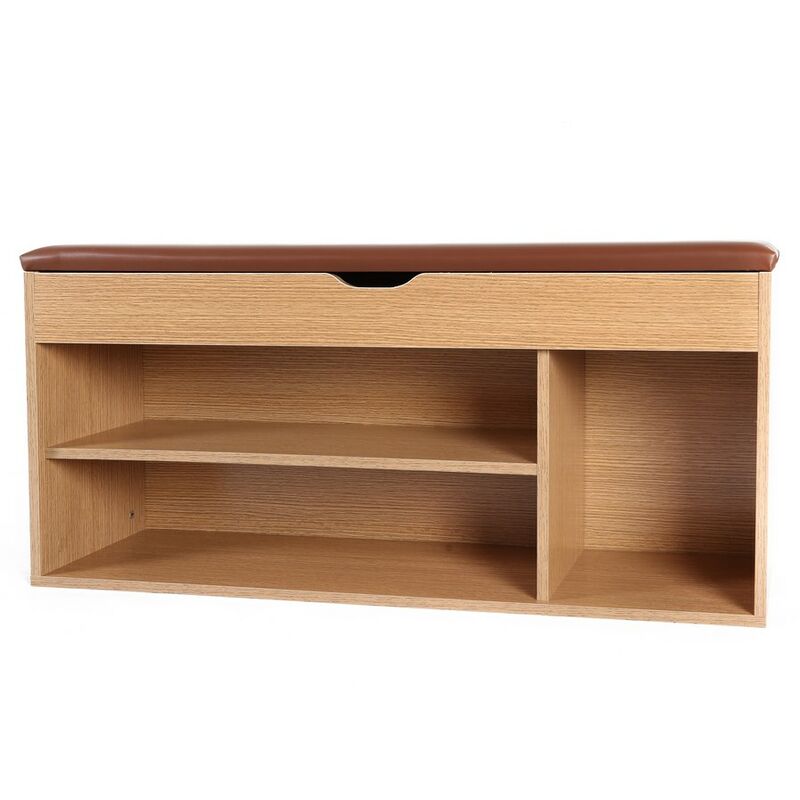 foto del prodotto we home panca scarpiera da ingresso 104x49 cm in legno rovere