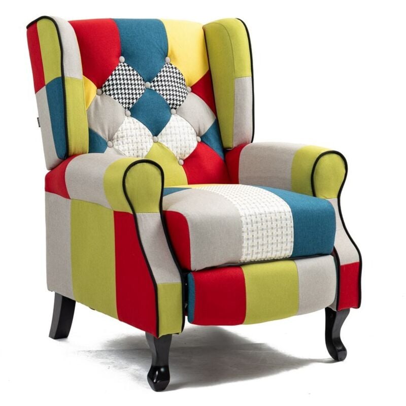foto del prodotto we home poltrona da interni reclinabile patchwork in tessuto madame