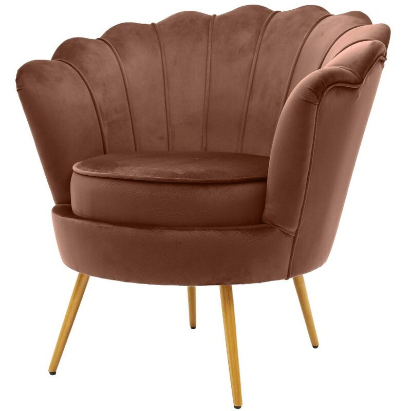 foto del prodotto we home poltrona design in velluto marrone e gambe oro
