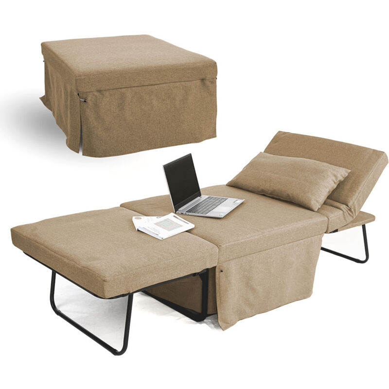 foto del prodotto we home poltrona letto singolo richiudibile in tessuto beige bibi