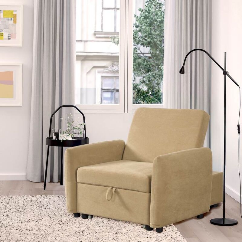 foto del prodotto we home poltrona letto taupe con braccioli oulida