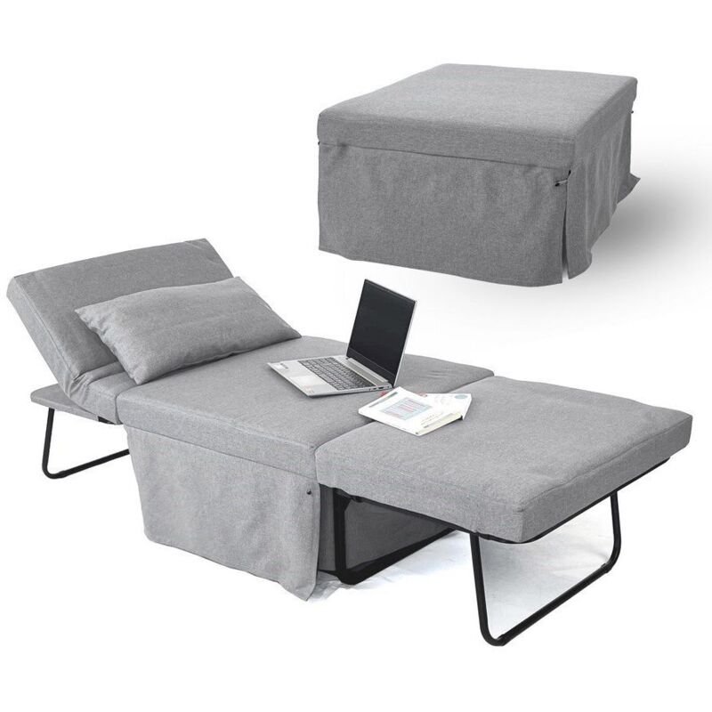 foto del prodotto we home poltrona pouf letto salvaspazio reclinabile con cuscino grigio bibi