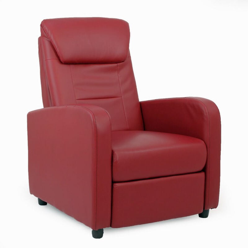 foto del prodotto we home poltrona relax con schienale reclinabile e poggiapiedi in ecopelle burgundy