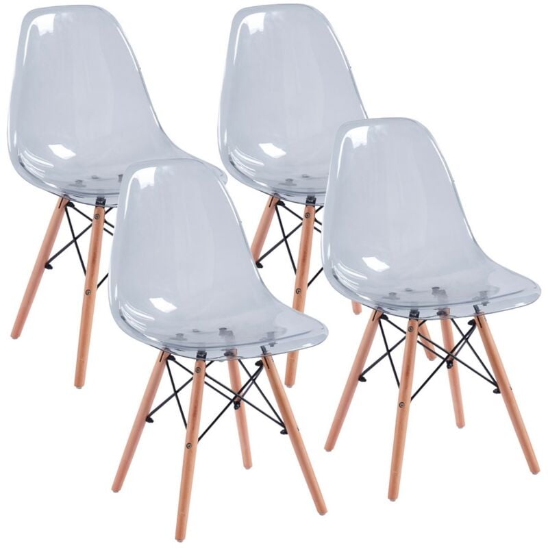 foto del prodotto we home sedia design con seduta trasparente grigia set da 4 betty