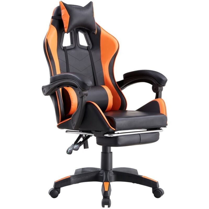 foto del prodotto we home sedia gamer reclinabile con poggiapiedi arancione