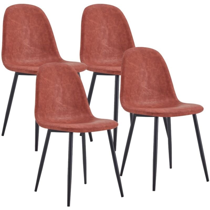 foto del prodotto we home set di 4 sedie in pelle pu marroni con gambe metallo bella