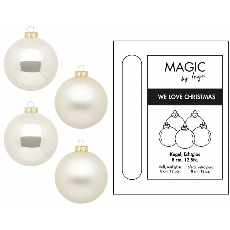 foto del prodotto we love christmas palle in vetro champagne lucide opache d 8 cm confezione 12 pezzi