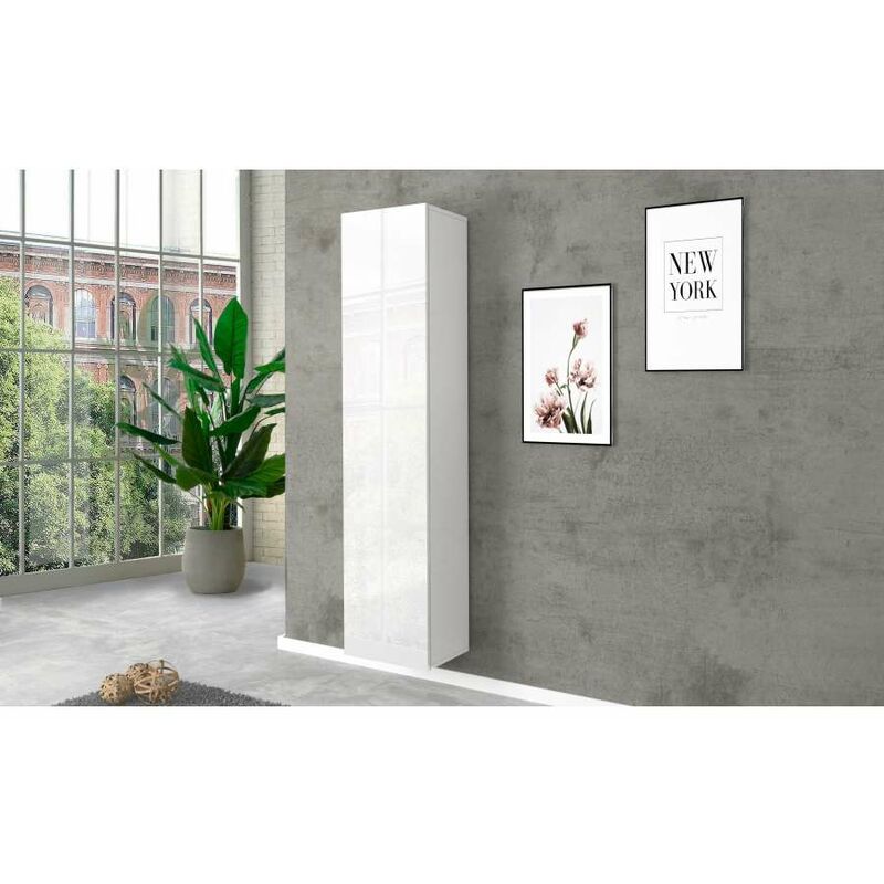 foto del prodotto web furniture colonna armadio maruska bianco lucido 180x40x40 cm design moderno 100 made in italy