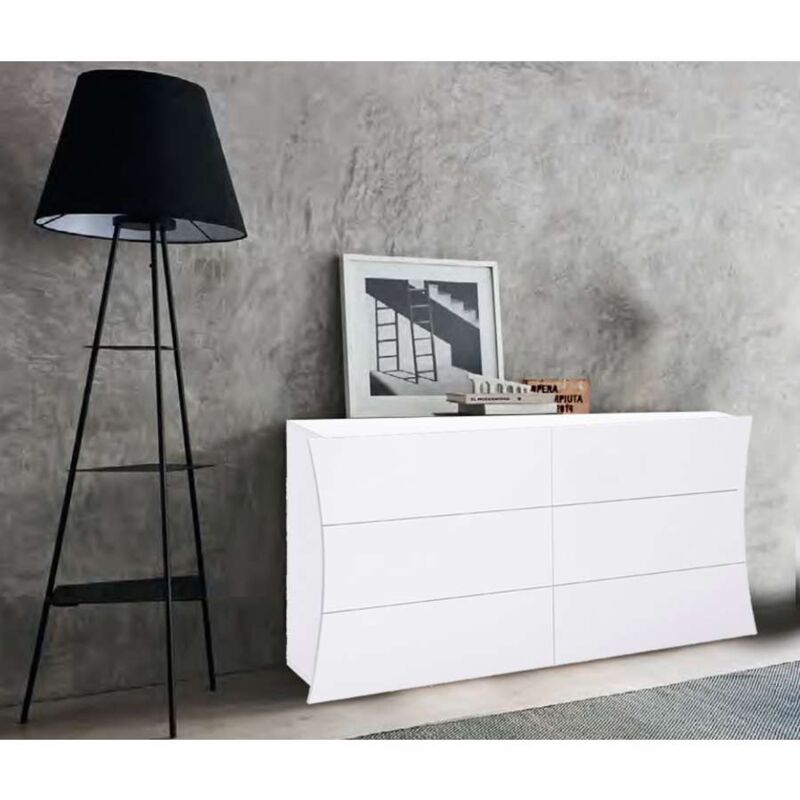 foto del prodotto web furniture com moderno arco 150 cm bianco lucido con 6 cassetti