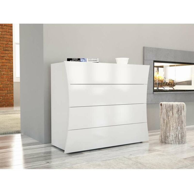 foto del prodotto web furniture com moderno arco bianco lucido 4 cassetti 81,5x98x40 cm