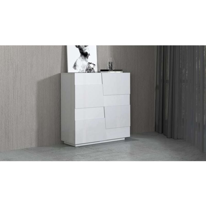 foto del prodotto web furniture credenza 2 ante moderna 120x44x126cm infinity colore bianco laccato lucido