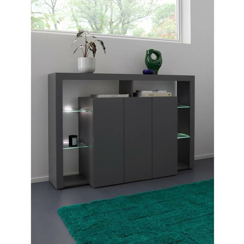 foto del prodotto web furniture credenza moderna 3 ante 150 150x40x100cm solstice colore antracite opaco