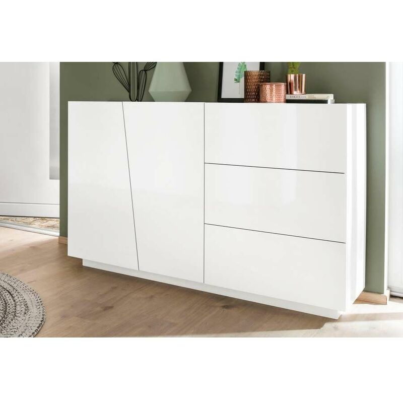 foto del prodotto web furniture credenza moderna bianco lucido 141x43x86 cm