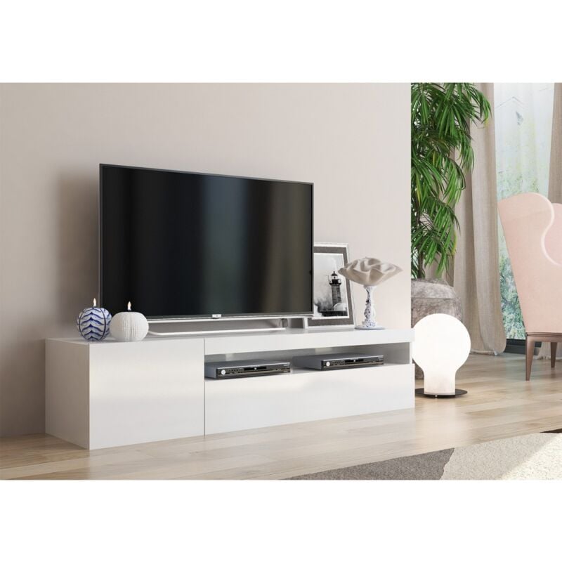 foto del prodotto web furniture mobile bianco moderno porta tv 150 basso soggiorno con anta ribalta legno