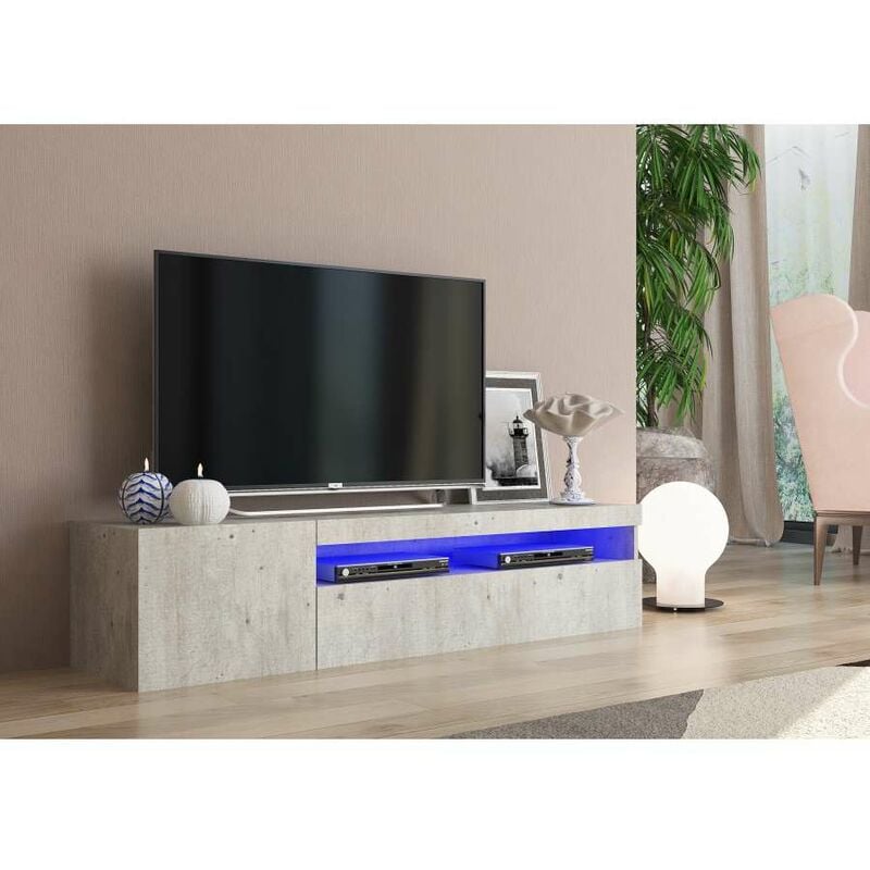 foto del prodotto web furniture mobile moderno porta tv cemento 150 basso soggiorno con anta ribalta legno