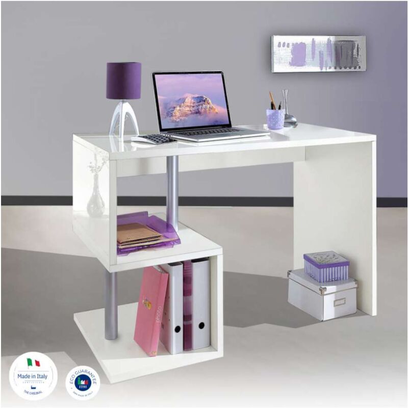 foto del prodotto web furniture scrivania esse bianco lucido design moderno 100cm