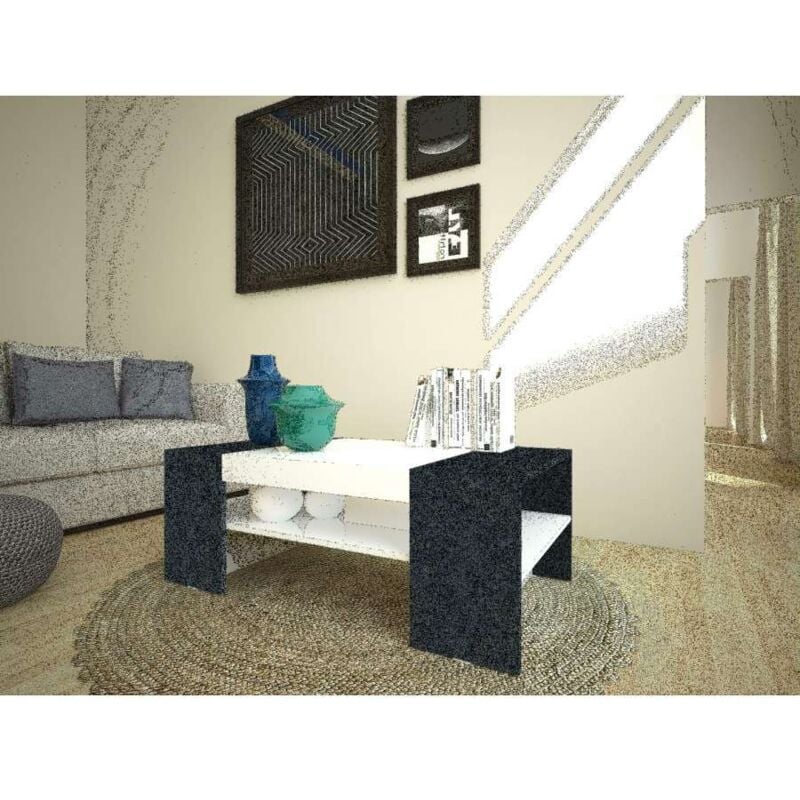 foto del prodotto web furniture tavolino da caff 110cm bianco laccato rettangolare basso da soggiorno