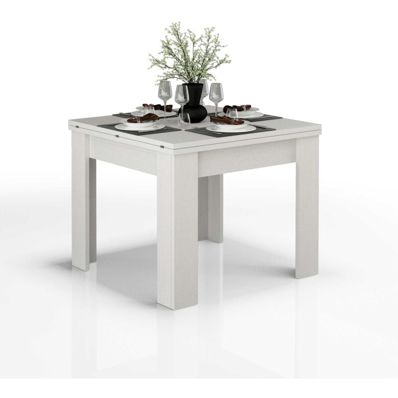 foto del prodotto web furniture tavolo allungabile da 90 a 180 tavolino da pranzo bianco apribile a libro