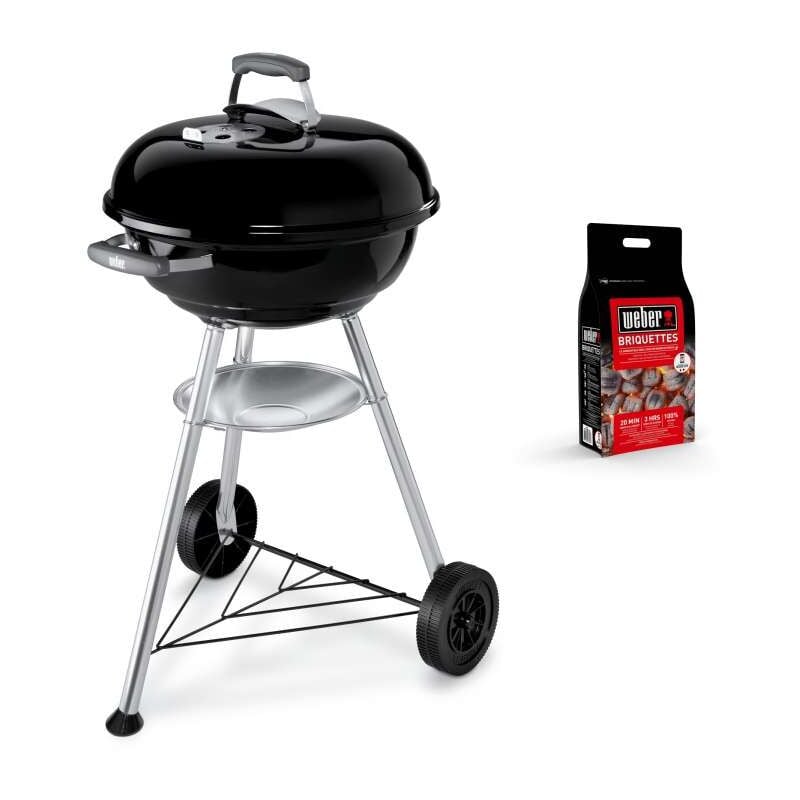 foto del prodotto weber barbecue a carbone compact kettle nero 47 cm con 2kg di bricchetti
