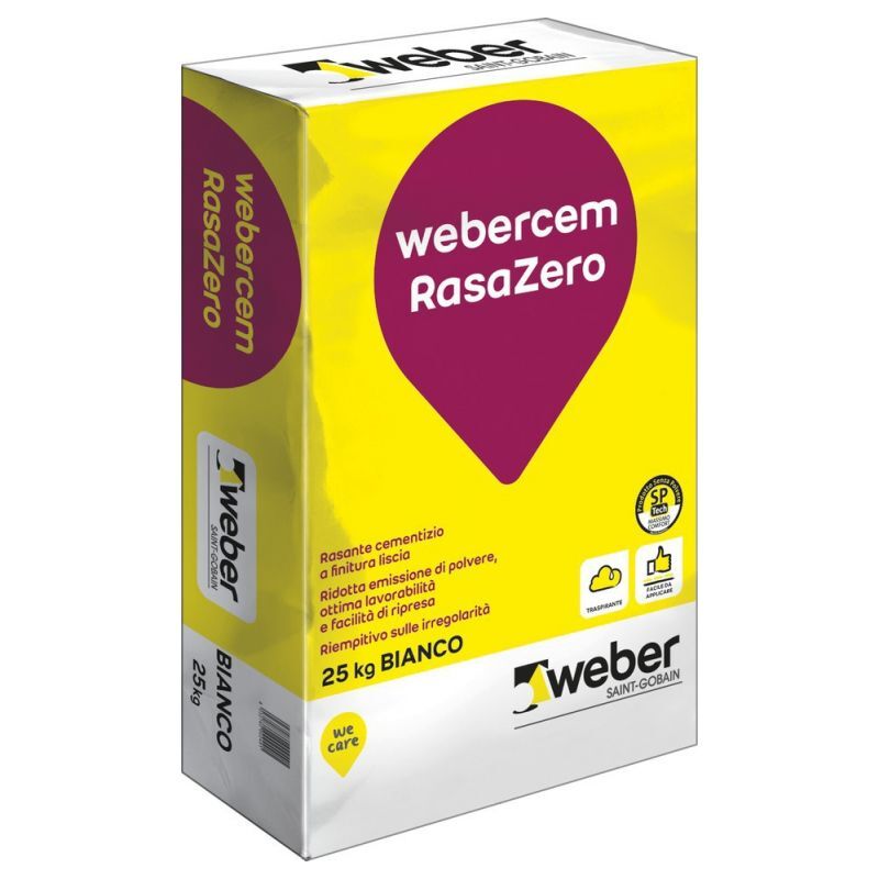 foto del prodotto weber saint gobain webercem rasazero rasante traspirante bianco sacco kg 25