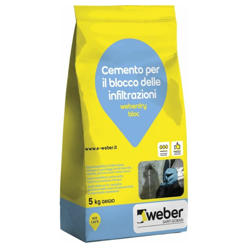 foto del prodotto weber saint gobain weberdry bloc cemento impermeabilizzante sacco kg 5