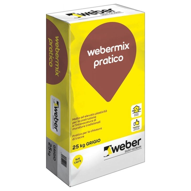 foto del prodotto weber saint gobain webermix pratico intonaco e malta grigio sacco kg 25