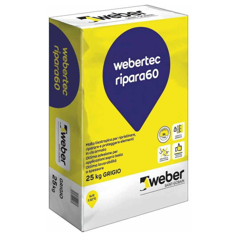 foto del prodotto weber saint gobain webertec ripara60 kg 25 malta tixotropica r4 ripara cls