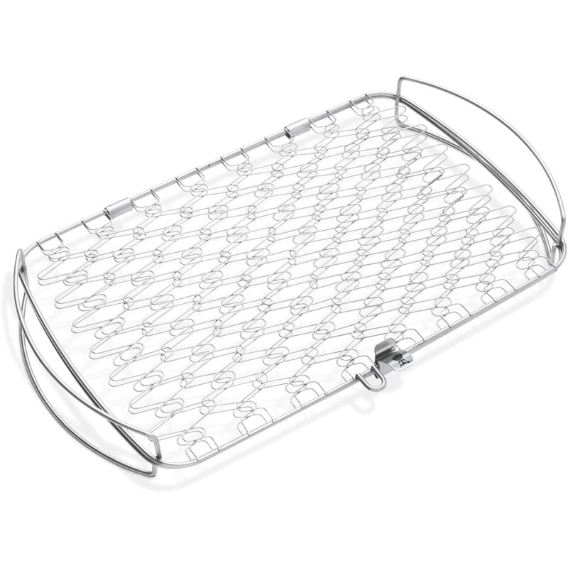 foto del prodotto weber supporto per pesce verdure cesto grande 46 x 28 cm , in acciaio inossidabile, per pesce e verdure delicate, facile da girare sulla sup.