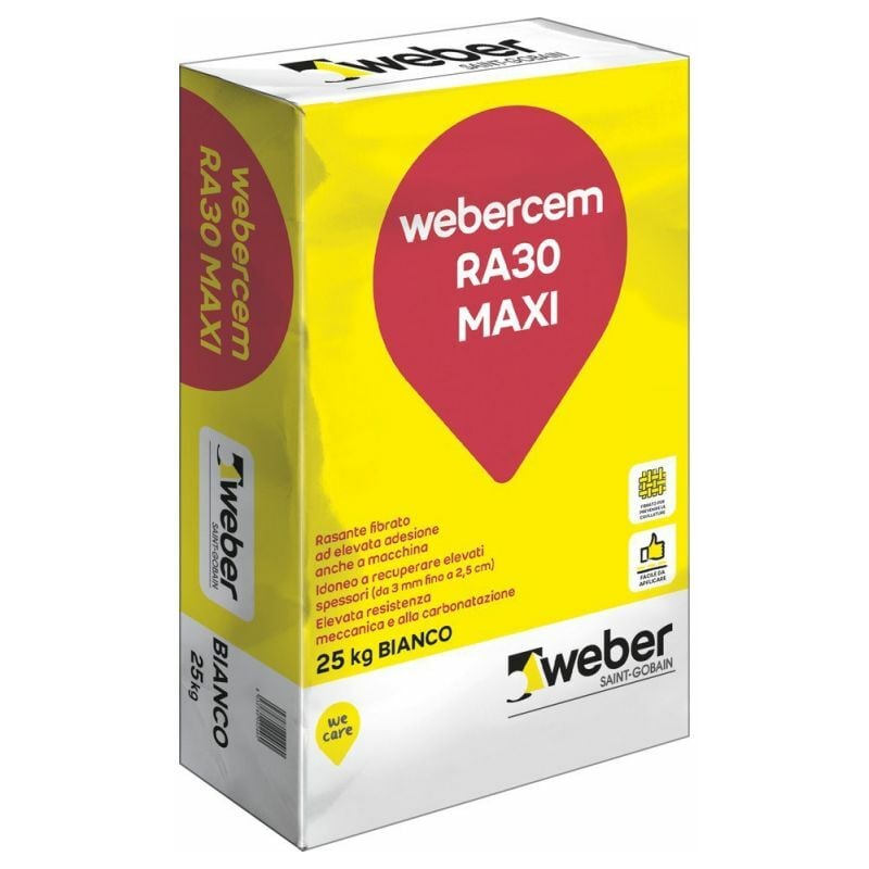 foto del prodotto webercem ra30 maxi rasante cementizio bianco sacco kg 25