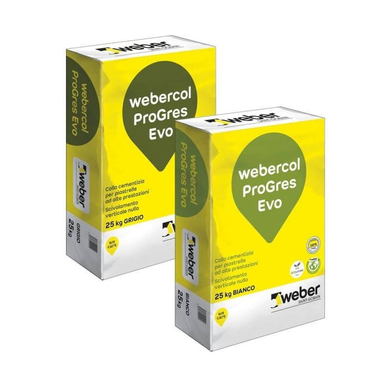 foto del prodotto webercol progres evo adesivo cementizio bianco sacco kg 25 c2te