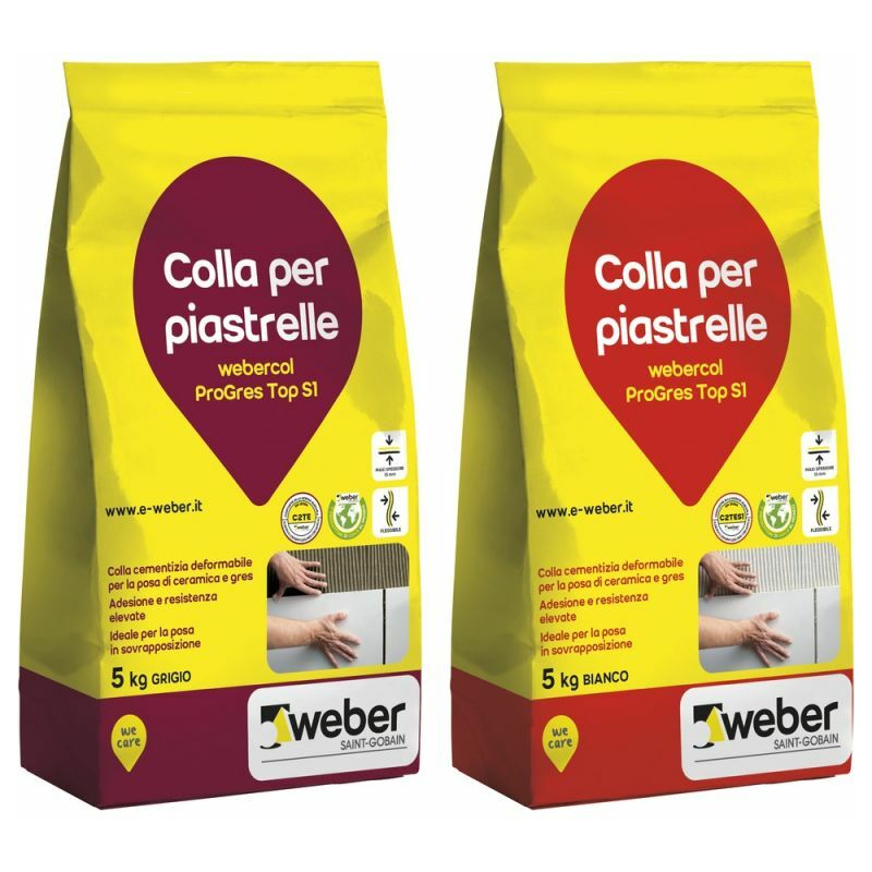 foto del prodotto webercol progres top s1 adesivo cementizio bianco sacco kg 5 c2tes1