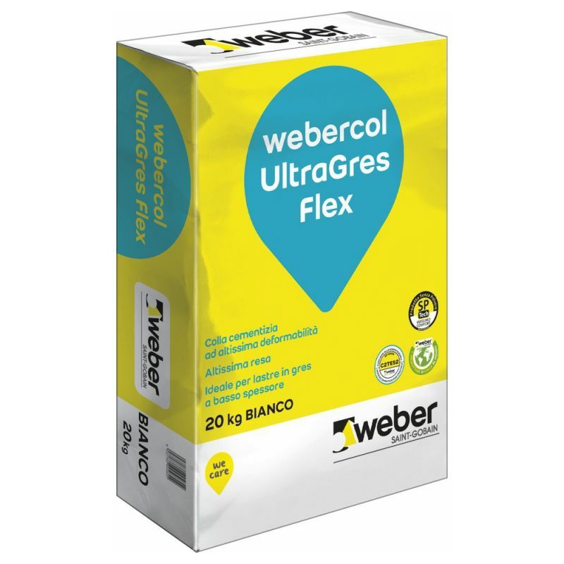 foto del prodotto webercol ultragres flex adesivo cementizio bianco sacco kg 20 c2tes2
