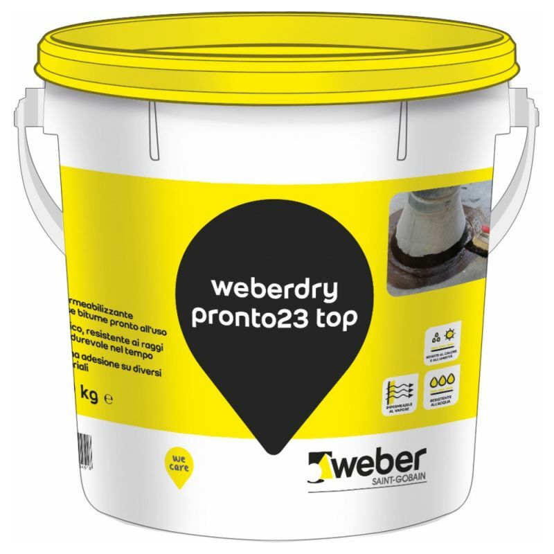 foto del prodotto weberdry pronto23 top guaina impermeabilizzante nero secchio kg 20