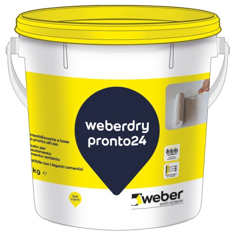 foto del prodotto weberdry pronto24 guaina impermeabilizzante grigio secchio kg 5