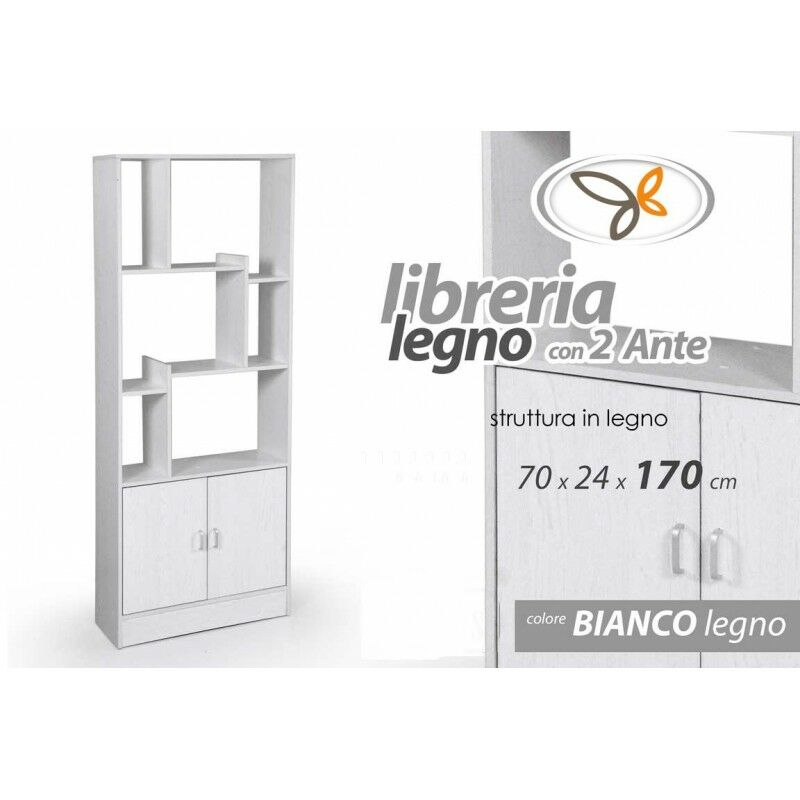 foto del prodotto webmarketpoint 2c libreria ufficio cameretta bianca con vano 70x 24 x 170 h
