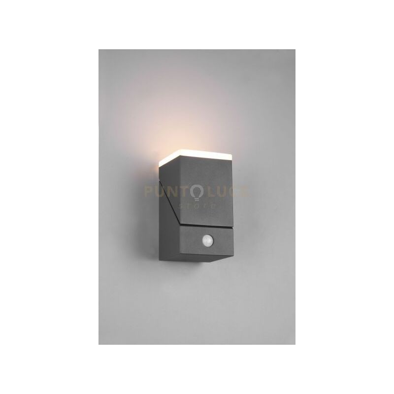 foto del prodotto webmarketpoint avon applique led 7w 800lm, 3000k da esterno antracite orientabile con sensore di movimento ip54 h. 16cm