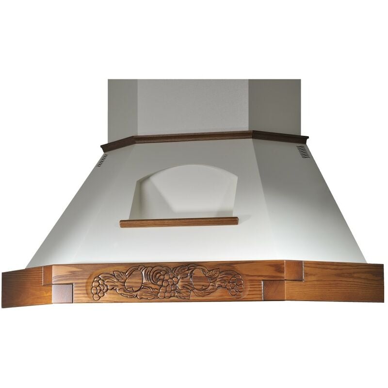 foto del prodotto webmarketpoint - cappa cucina angolo rustica noce evita epoque con cornice in legno intarsio cm 100x100