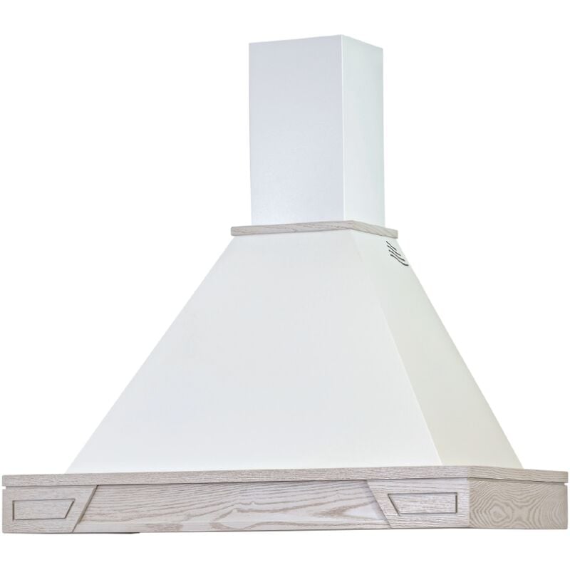 foto del prodotto webmarketpoint - cappa cucina rustica bianca ginevra con cornice in legno intarsio cm 90