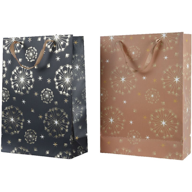 foto del prodotto webmarketpoint - carta per sacchetti regalo rettangolare lucida con stampa di stelle e maniglia a 2 colori 10 x 26 x 32 cm