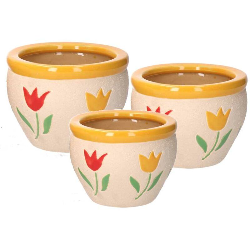 foto del prodotto webmarketpoint coprivaso ceramica 1 3 tulipani cm30h21