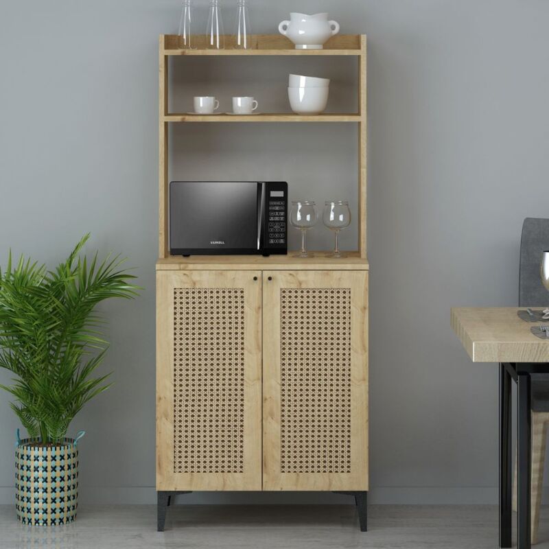 foto del prodotto webmarketpoint credenza alta 2 ante e vani a giorno zanne colore rovere