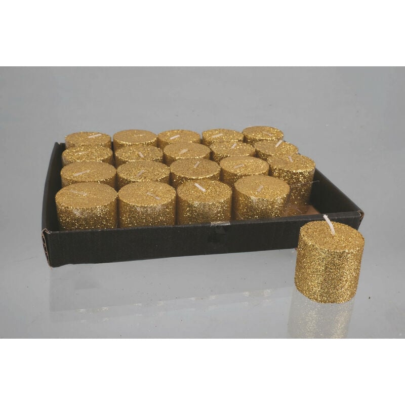 foto del prodotto webmarketpoint display candela cilindro cm.4x4 oro glitter decorazione di natale