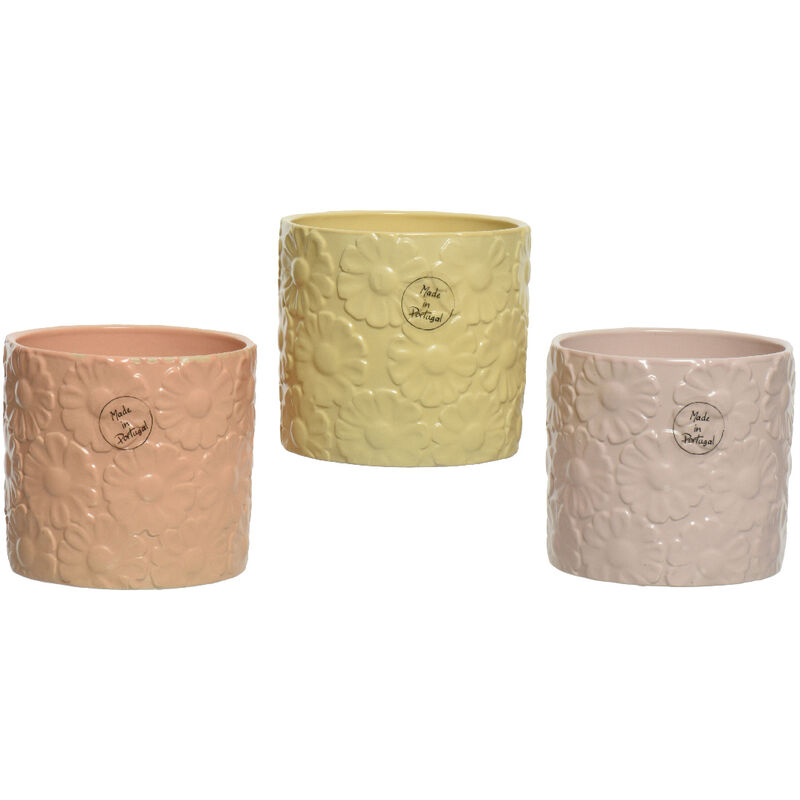 foto del prodotto webmarketpoint fioriera in gres tonda fiore goffrato