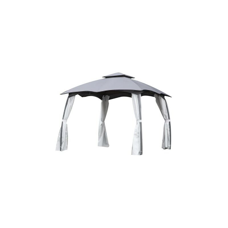 foto del prodotto webmarketpoint gazebo acciaio louisiana 3x3 mt con doppiotetto e tende laterali poliestere