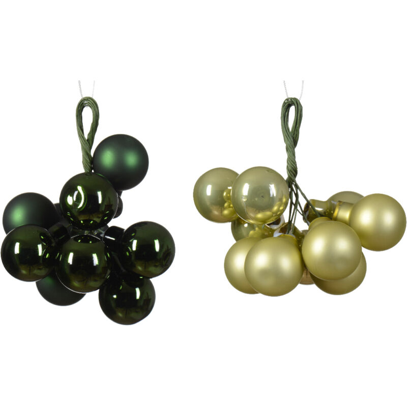 foto del prodotto webmarketpoint grappolo di palline su filo mix di rifiniture lucide e opache colore verde colore 2cm