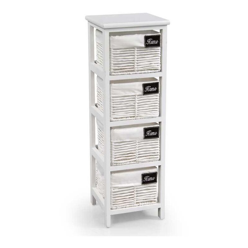 foto del prodotto webmarketpoint home cassettiera con 4 ceste 25x25x77 cm in colore bianco